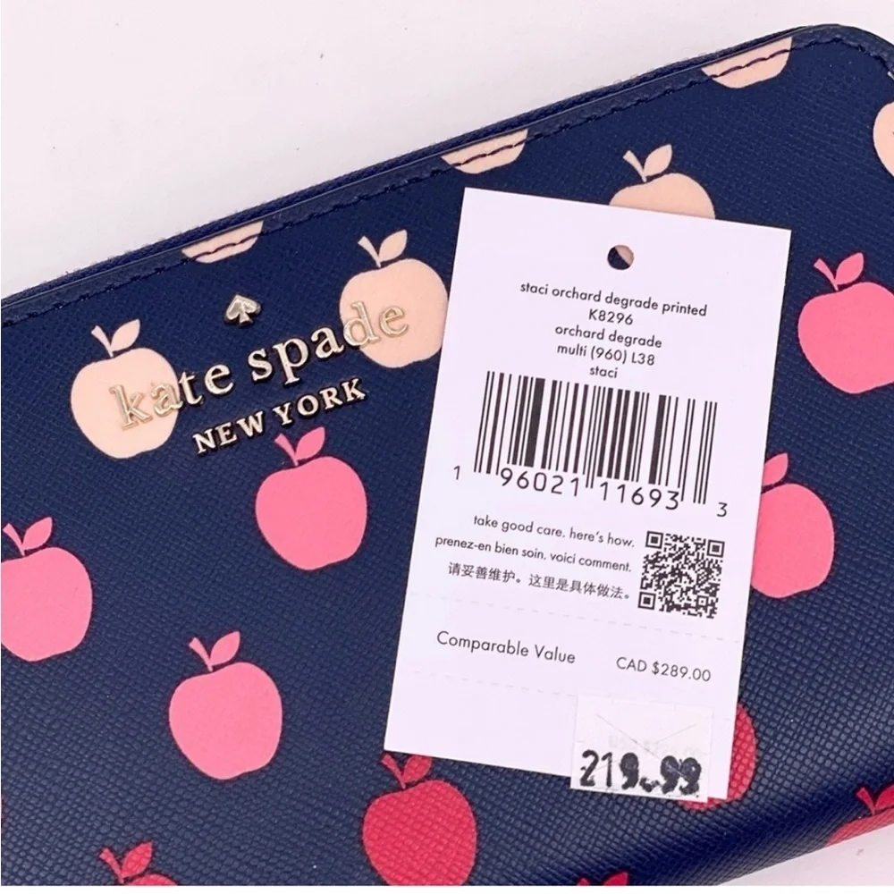 Kate Spade Perfect Orchard Apple Large Zip Continental Wallet